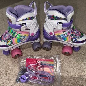 Kids Roller Skates with Adjustable Straps - Purple and Pink